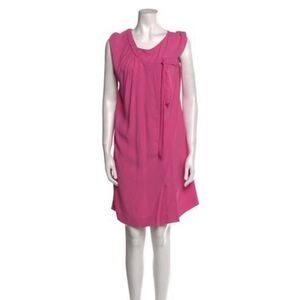 Prada Authentic 2013 Solid Pink Bow Knee Length Tank Shift Dress 42 Small Italy